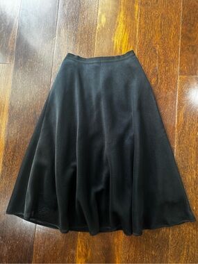 Sandro Paris Black Textured Mesh A-Line Midi Skirt Size 1